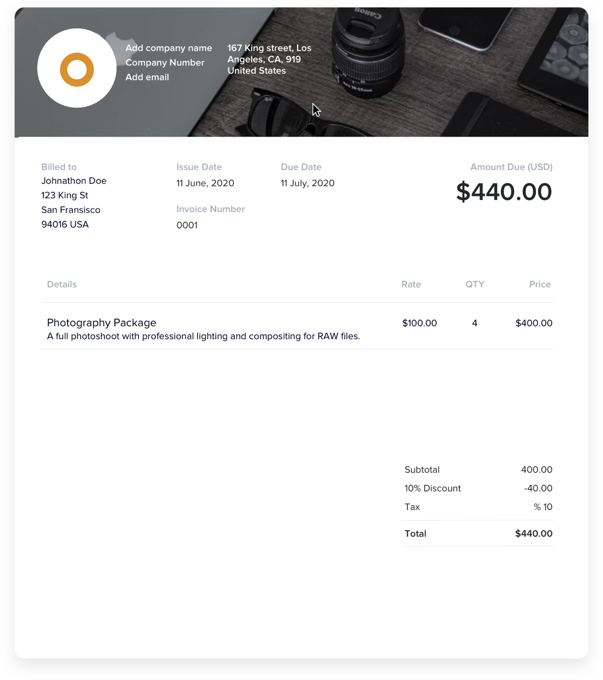 Customize Your Photography Invoice Template